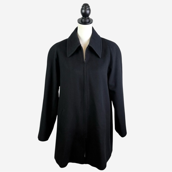 Jones New York Jackets & Blazers - Jones New York Wool Swing Coat Size 12 Black Full Zip Pockets Lined
